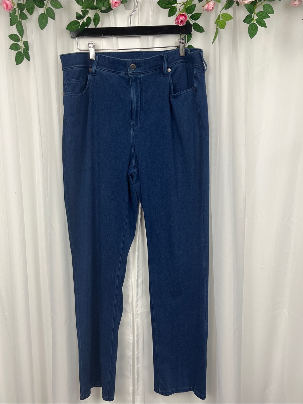 Lands’ End Starfish Jeans XL Dark Wash Wide Leg High Rise Stretch Waist EUC